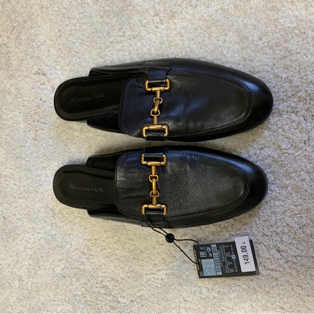 Massimo Dutti NWT black loafer mules size 39 and marked US 8 - Picture 4 of 5